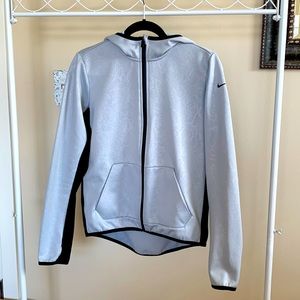 Nike therma fit gray/silver and black hooded zip jacket